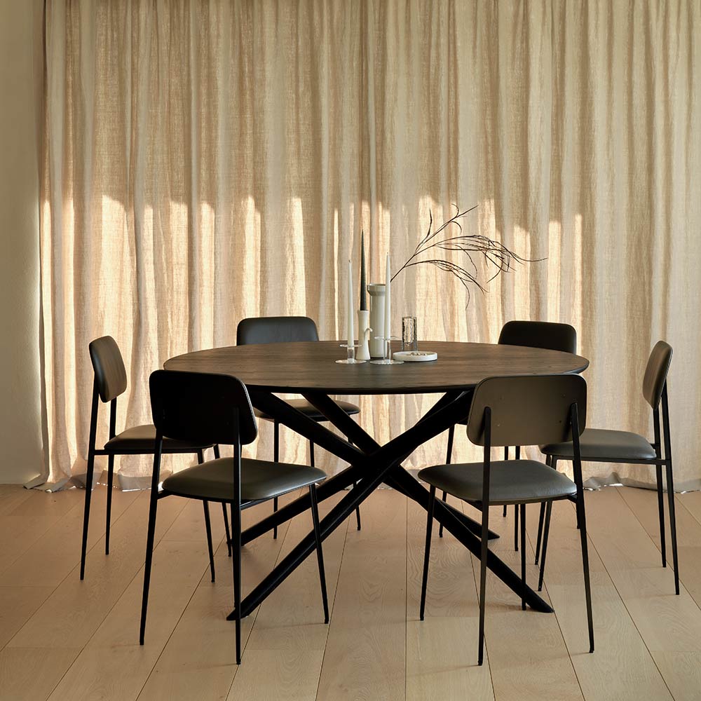 Mikado Round Dining Table - Black Oak