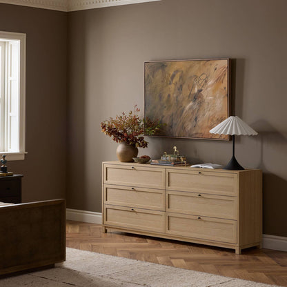 Millie 6 Drawer Dresser - Bleached Oak Veneer