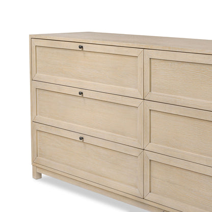 Millie 6 Drawer Dresser - Bleached Oak Veneer