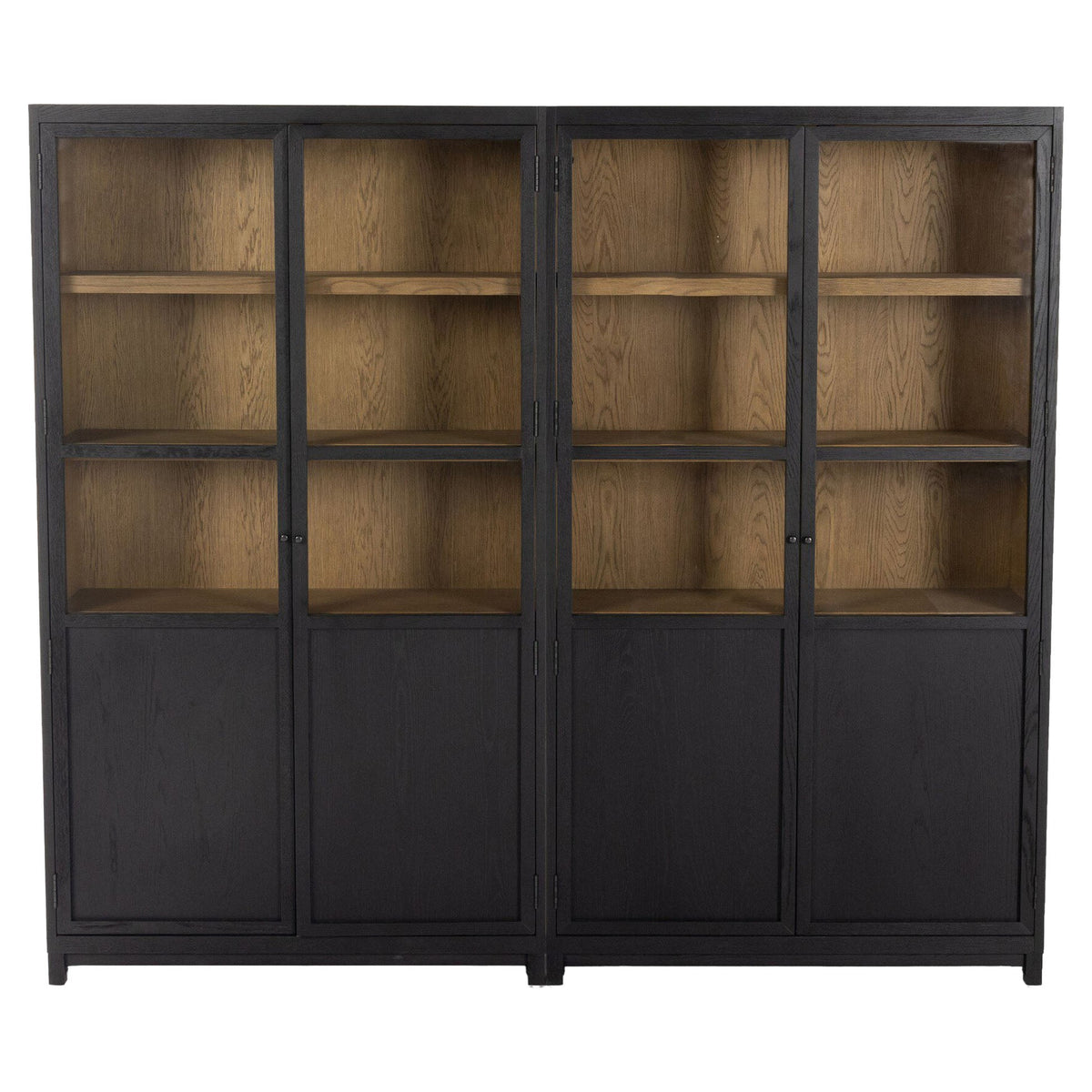 Millie Panel and Glass Door Double Cabinet - Drifted Matte Black