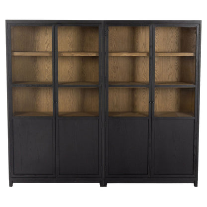 Millie Panel and Glass Door Double Cabinet - Drifted Matte Black