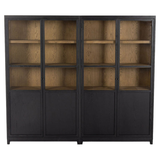 Millie Panel and Glass Door Double Cabinet - Drifted Matte Black
