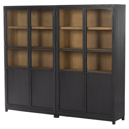 Millie Panel and Glass Door Double Cabinet - Drifted Matte Black