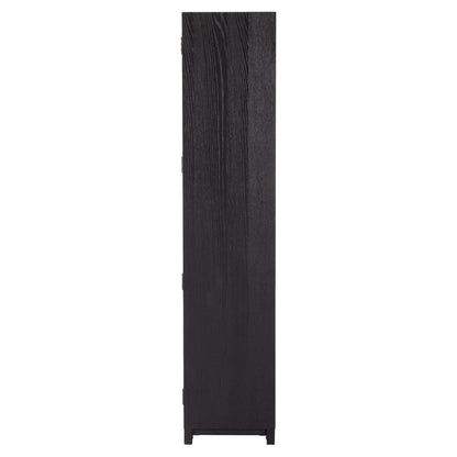 Millie Panel and Glass Door Double Cabinet - Drifted Matte Black