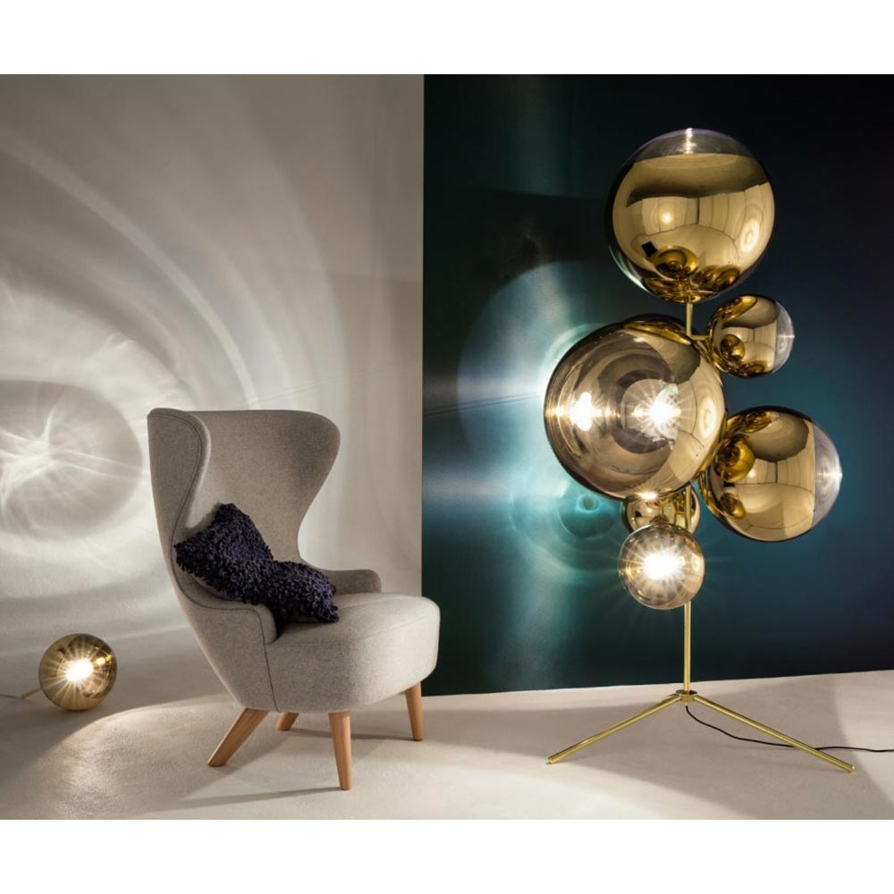Mirror Ball Stand Chandelier - Gold