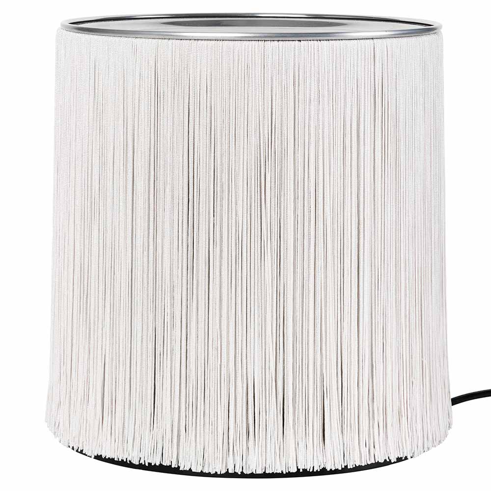 Model 597 Floor Lamp - Cream Fringe, Polished Aluminum