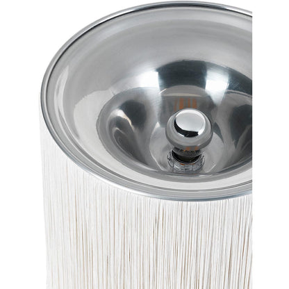 Model 597 Floor Lamp - Cream Fringe, Polished Aluminum