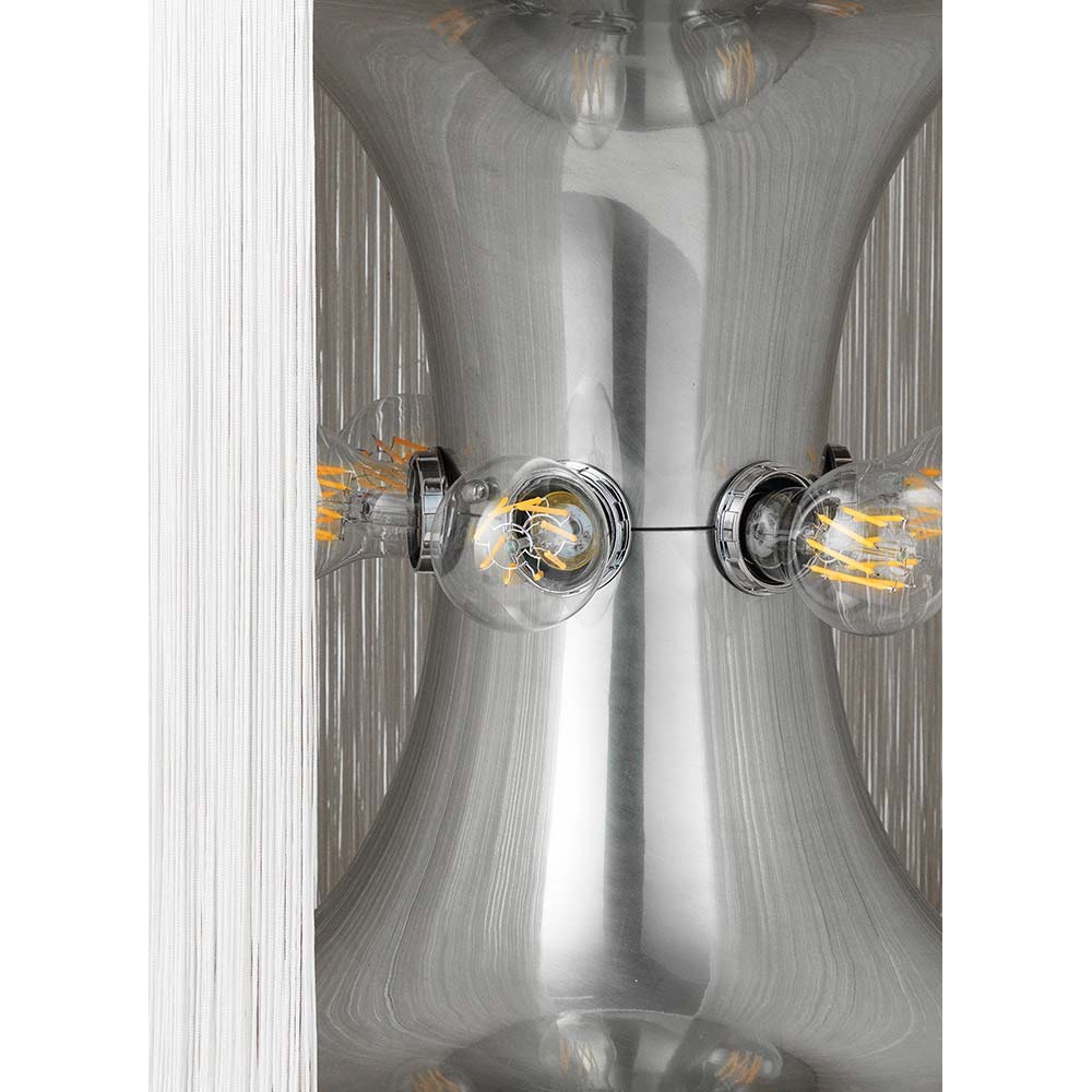 Model 597 Floor Lamp - Cream Fringe, Polished Aluminum