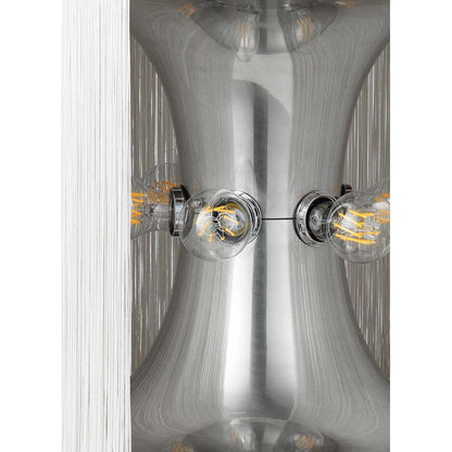 Model 597 Floor Lamp - Cream Fringe, Polished Aluminum