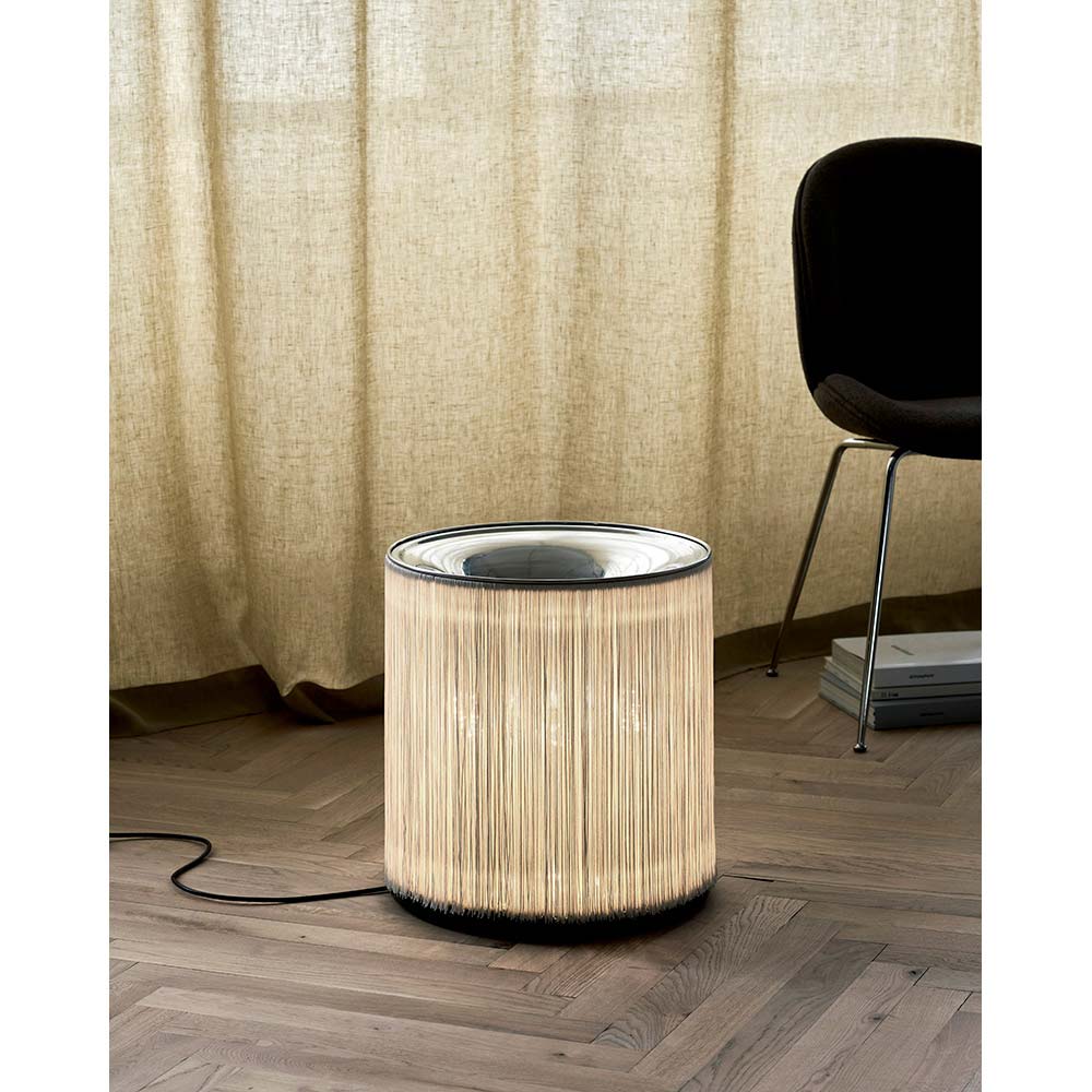Model 597 Floor Lamp - Cream Fringe, Polished Aluminum
