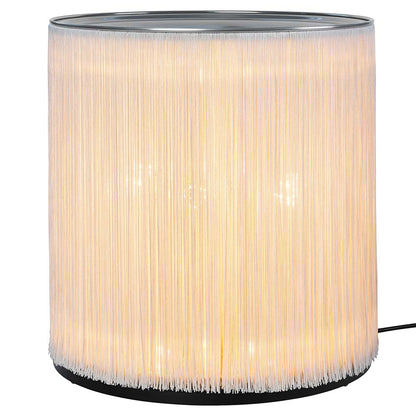 Model 597 Table Lamp - Cream Fringe, Polished Aluminum