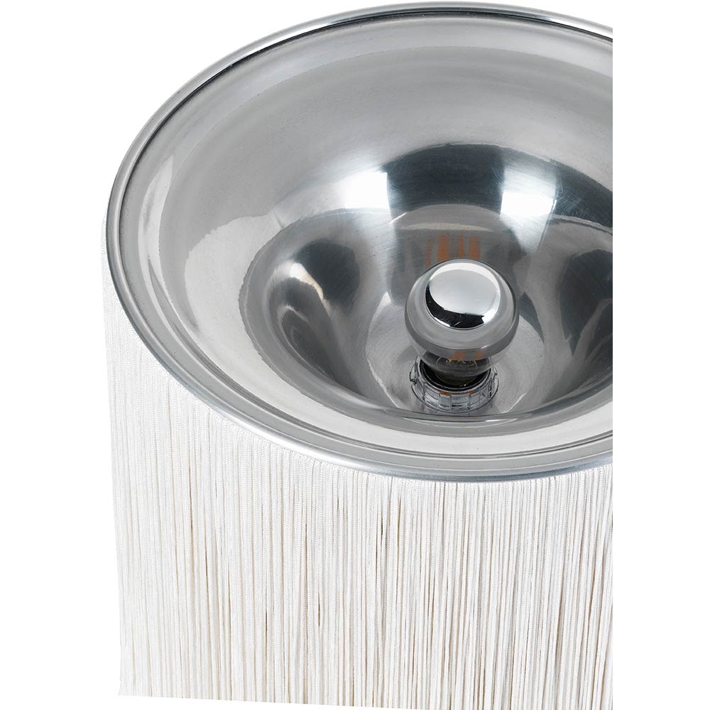 Model 597 Table Lamp - Cream Fringe, Polished Aluminum