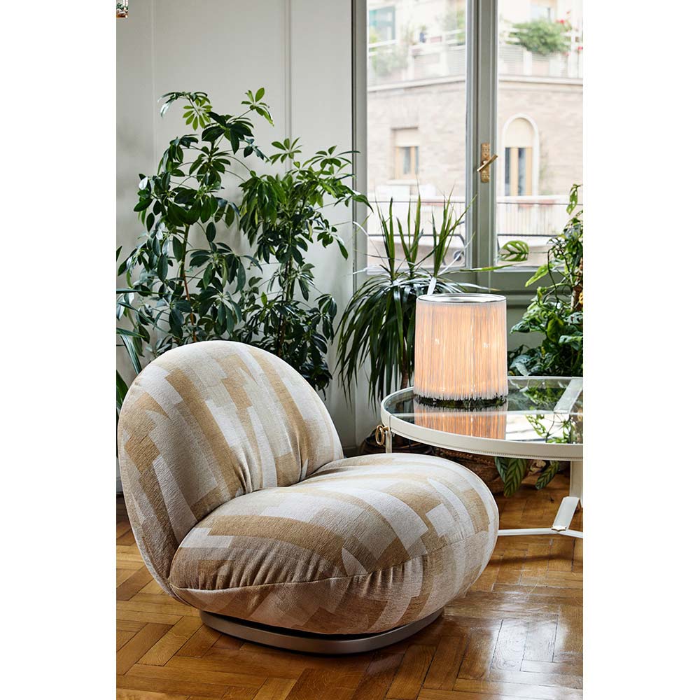 Model 597 Table Lamp - Cream Fringe, Polished Aluminum