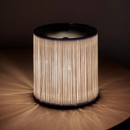 Model 597 Table Lamp - Cream Fringe, Polished Aluminum