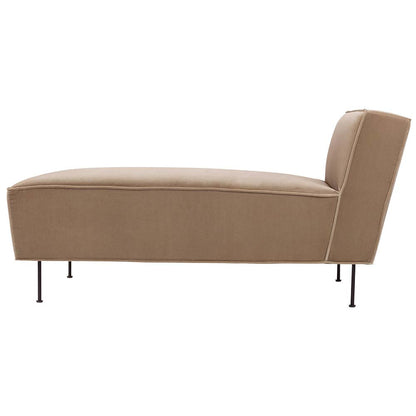 Modern Line Chaise Lounge Sofa - Beige Velvet, Black