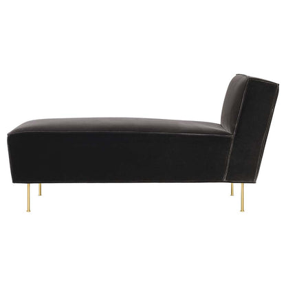 Modern Line Chaise Lounge Sofa - Gray Velvet, Brass
