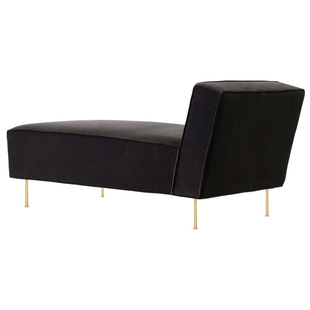 Modern Line Chaise Lounge Sofa - Gray Velvet, Brass