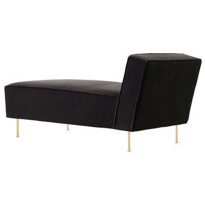 Modern Line Chaise Lounge Sofa - Gray Velvet, Brass