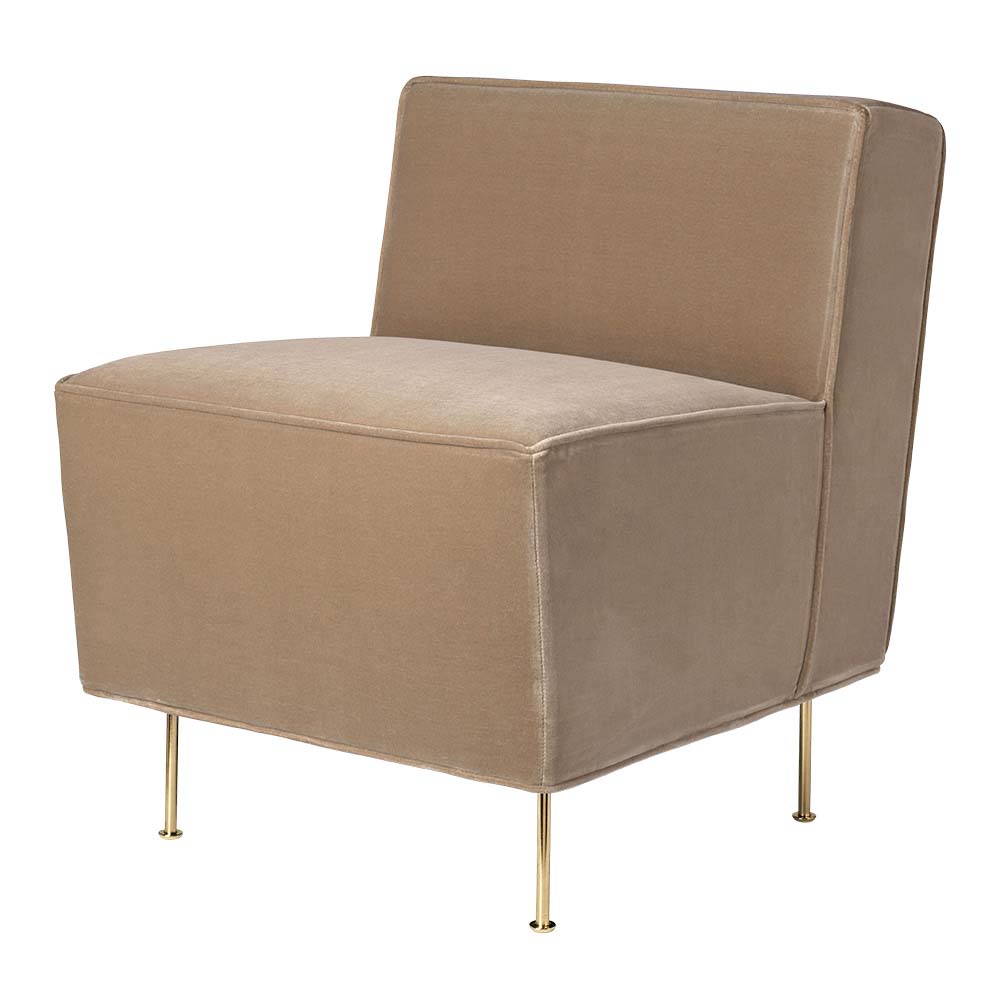 Modern Line Dining Chair - Beige, Brass