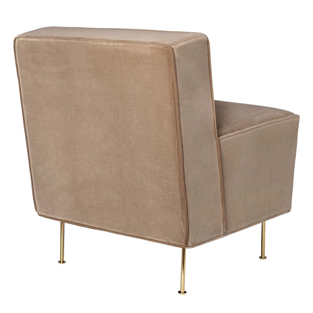 Modern Line Dining Chair - Beige, Brass