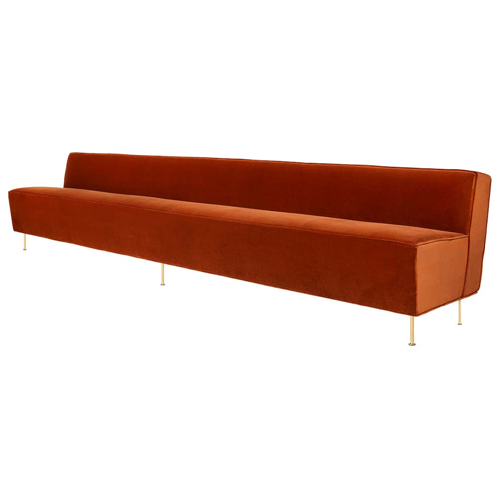 Modern Line Dining Sofa - Red, Brass