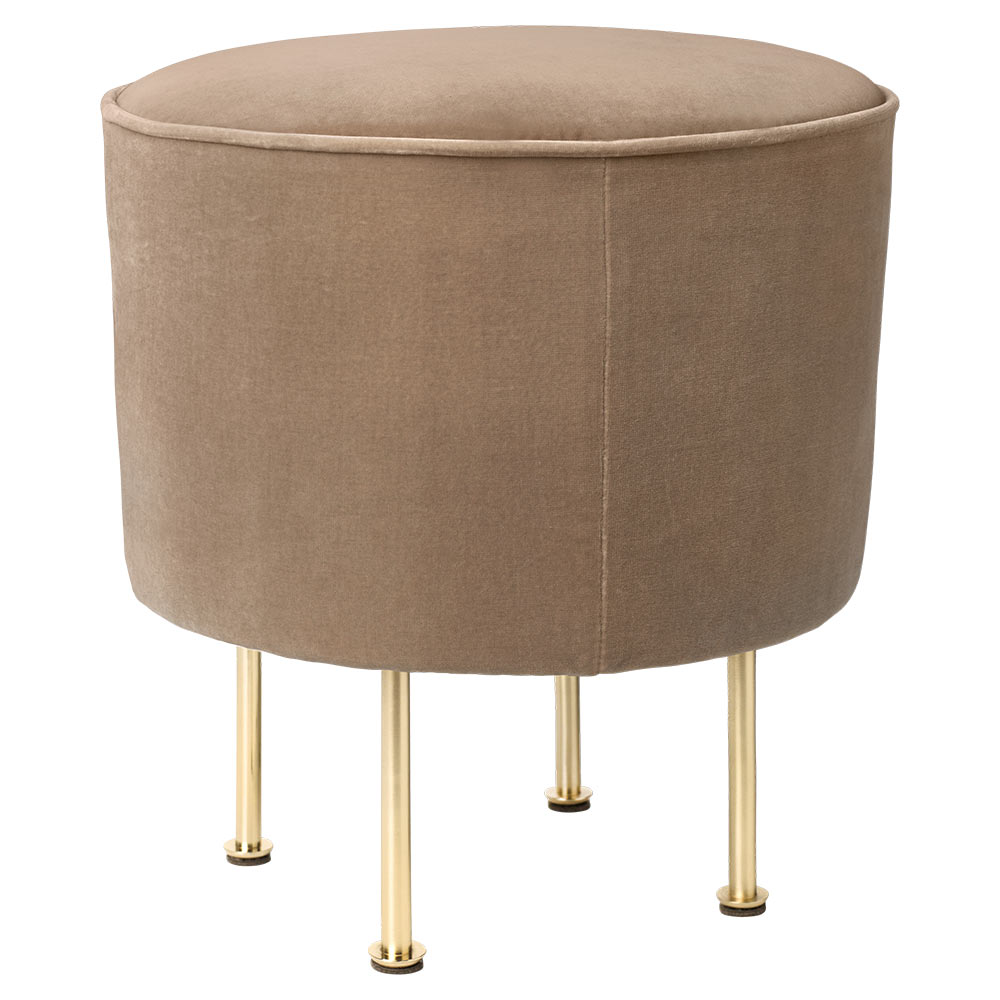 Modern Line Pouf Small - Beige, Brass