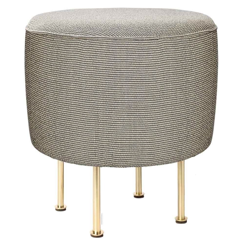 Modern Line Pouf Small- Gray, Brass