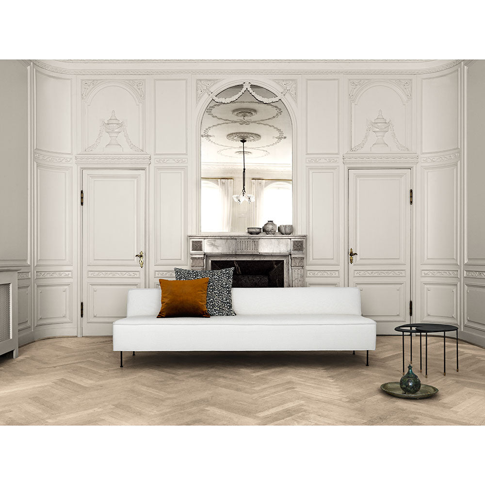 Modern Line Sofa 94.49"W - Black Leather, Black