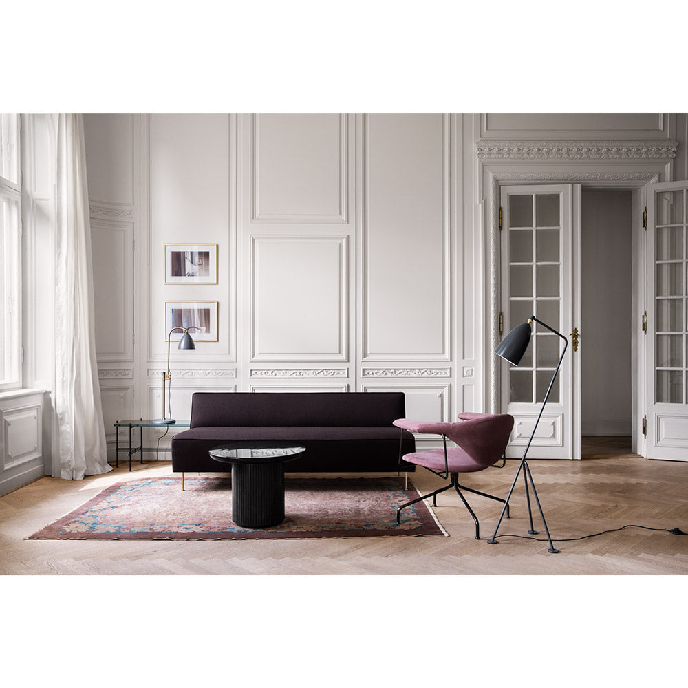 Modern Line Sofa 94.49"W - Dark Brown, Brass