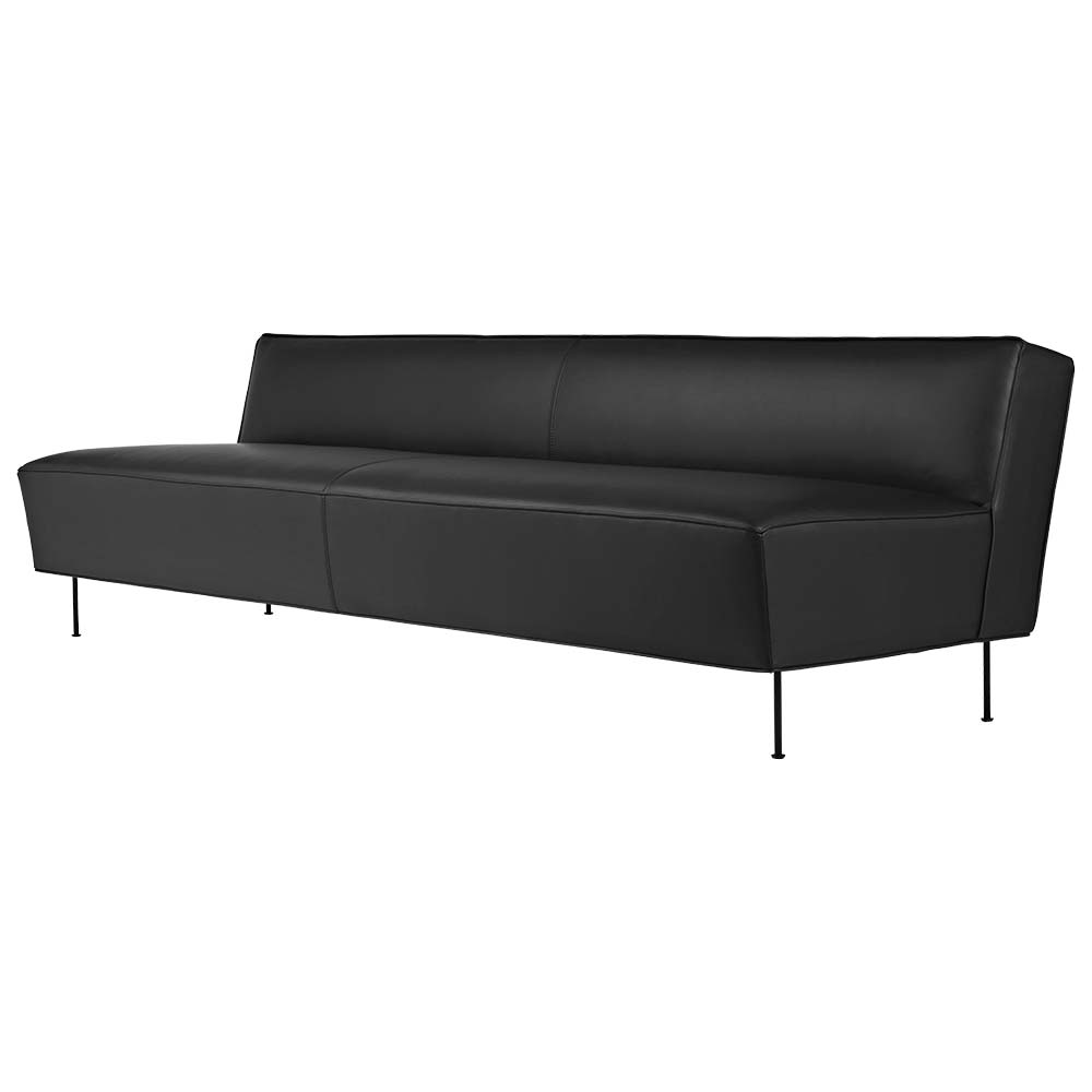 Modern Line Sofa - Black Leather, Black