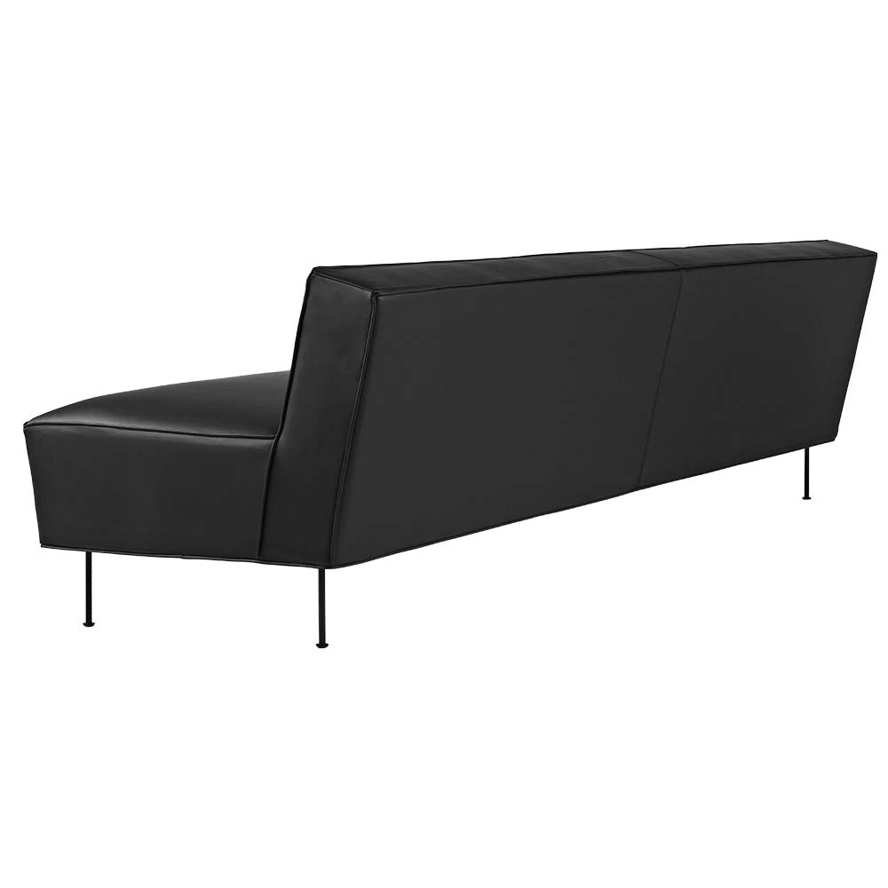 Modern Line Sofa - Black Leather, Black