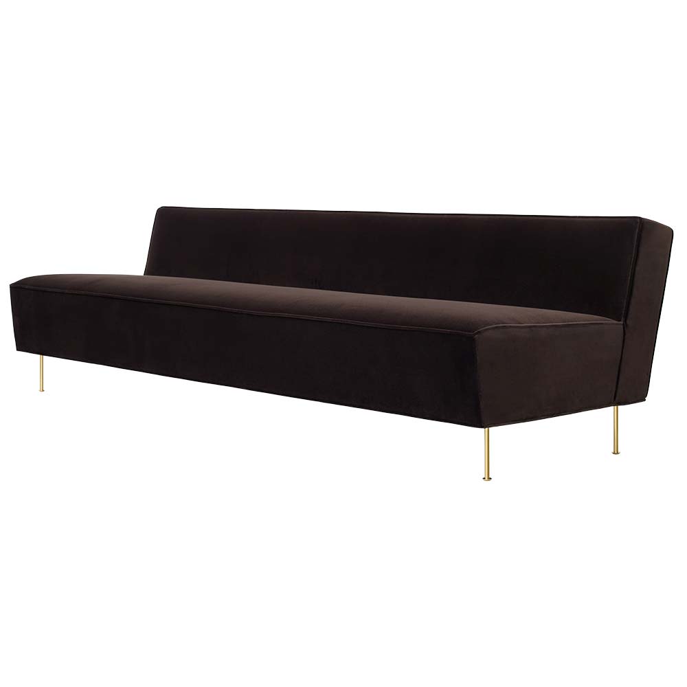 Modern Line Sofa - Dark Brown, Brass