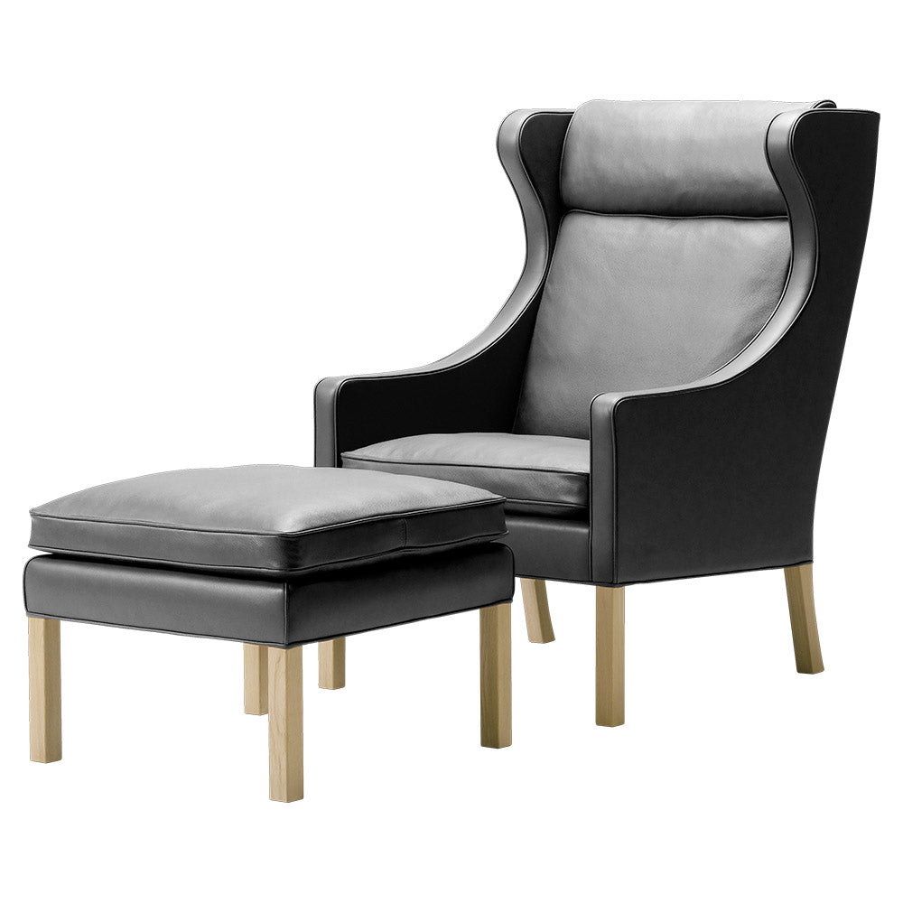 Mogensen 2204 Wing Lounge Chair - Leather, Oiled Oak