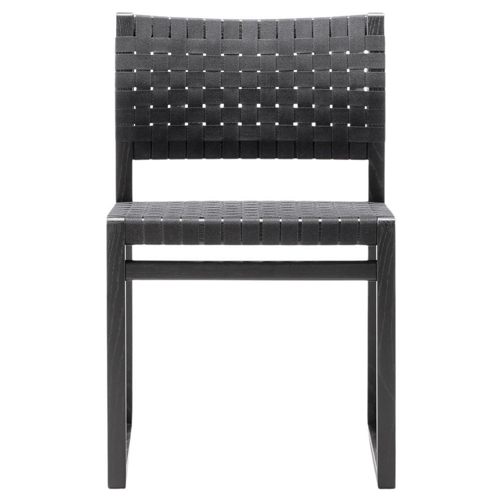 Mogensen BM61 Dining Chair - Black Linen Webbing, Oak Black Lacquer