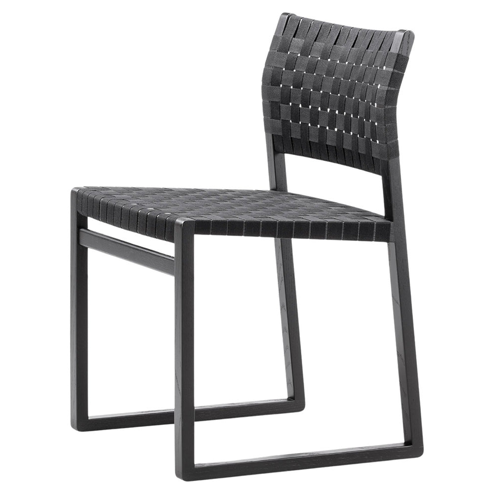 Mogensen BM61 Dining Chair - Black Linen Webbing, Oak Black Lacquer