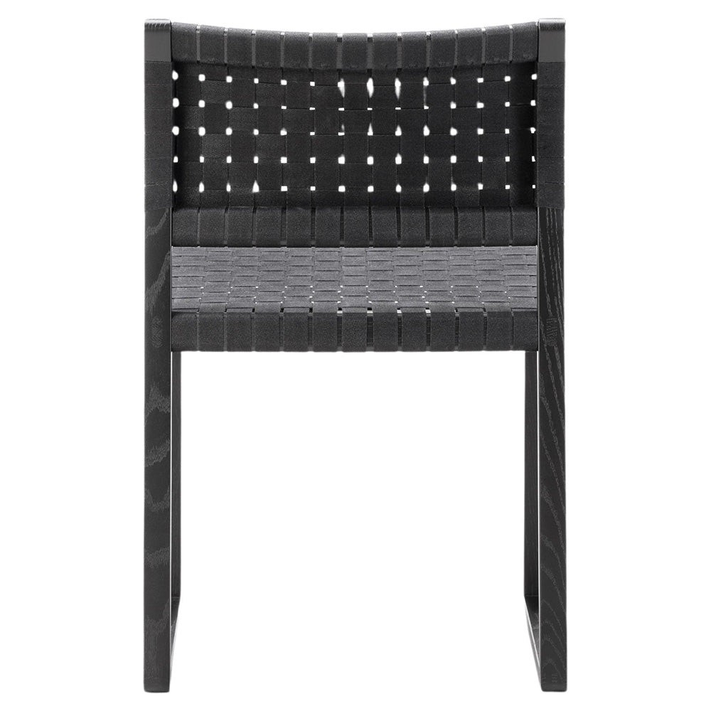 Mogensen BM61 Dining Chair - Black Linen Webbing, Oak Black Lacquer