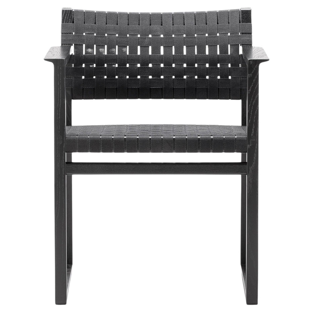 Mogensen BM62 Dining Chair - Black Linen Webbing, Oak Black Lacquer