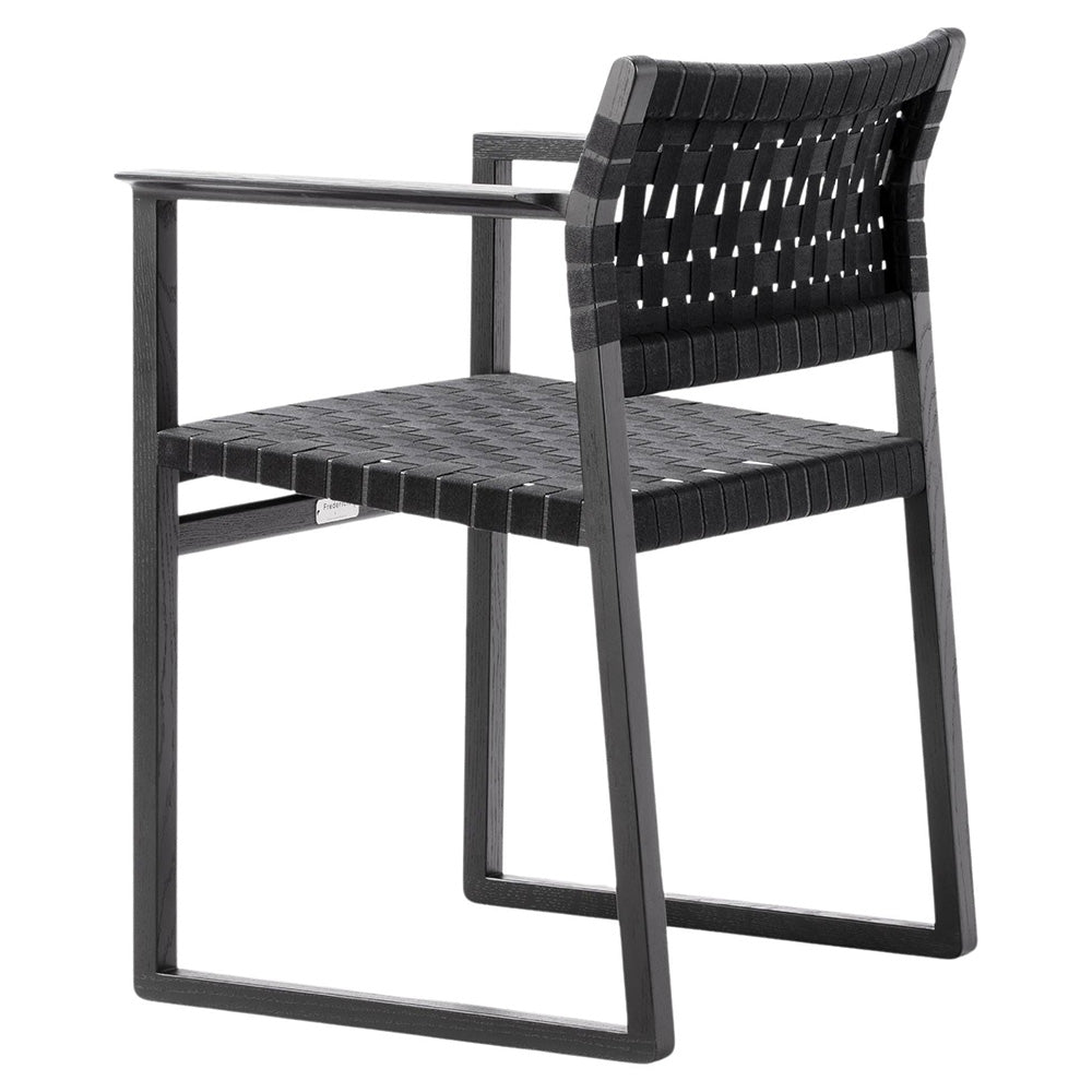 Mogensen BM62 Dining Chair - Black Linen Webbing, Oak Black Lacquer