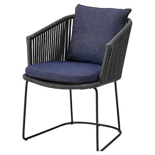 Moments Outdoor Chair - Blue Cushions, Dark Gray Rope Frame