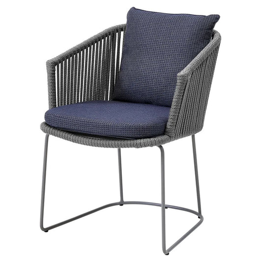 Moments Outdoor Chair - Blue Cushions, Gray Rope Frame