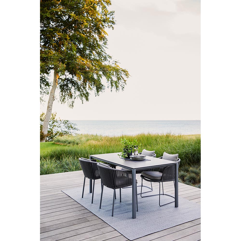 Moments Outdoor Chair - Blue Cushions, Gray Rope Frame