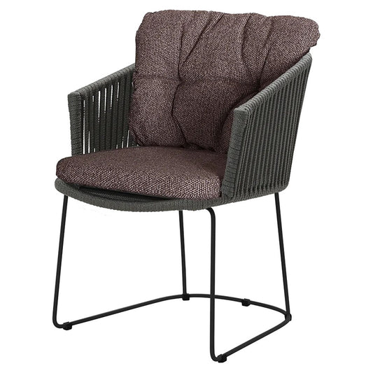 Moments Outdoor Chair - Dark Bordeaux Cushions, Dark Gray Rope Frame