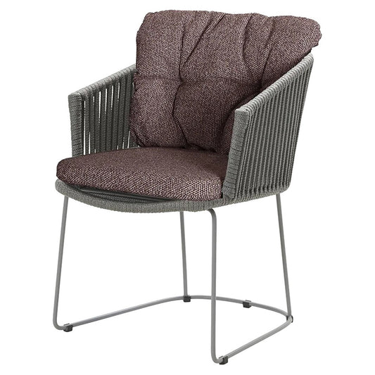 Moments Outdoor Chair - Dark Bordeaux Cushions, Gray Rope Frame
