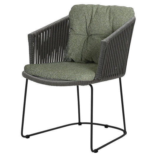 Moments Outdoor Chair - Dark Green Cushions, Dark Gray Rope Frame