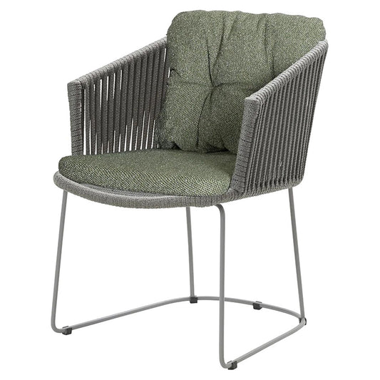 Moments Outdoor Chair - Dark Green Cushions, Gray Rope Frame