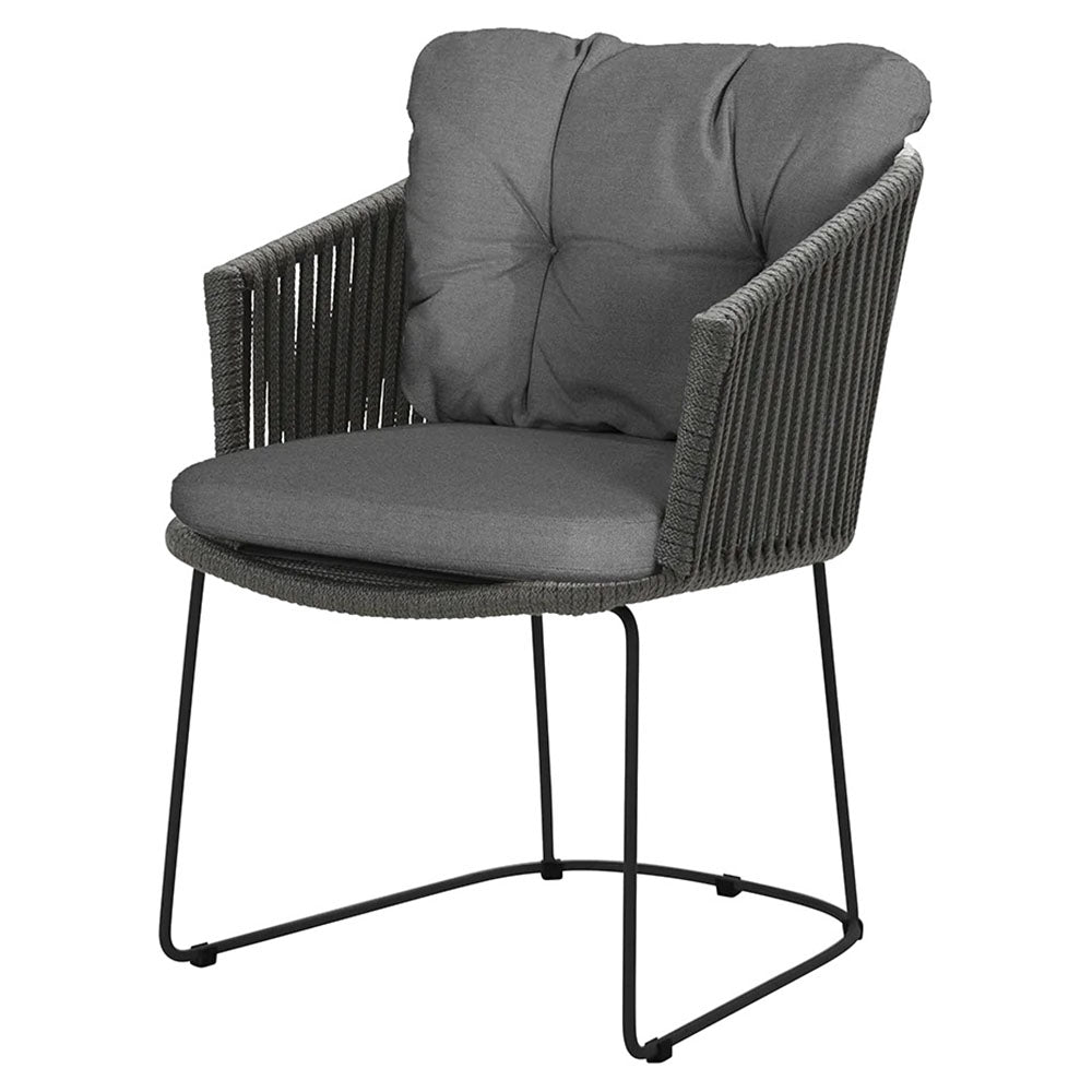 Moments Outdoor Chair - Gray Natte Cushions With Buttons, Dark Gray Rope Frame
