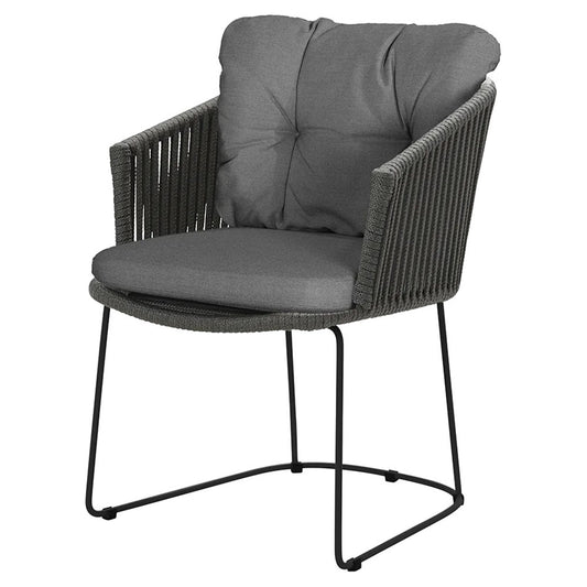 Moments Outdoor Chair - Gray Natte Cushions With Buttons, Dark Gray Rope Frame