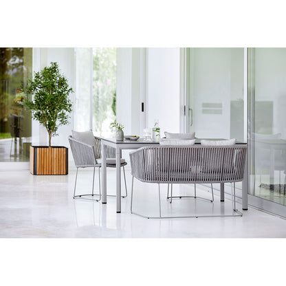 Moments Outdoor Chair - Gray Natte Cushions With Buttons, Dark Gray Rope Frame