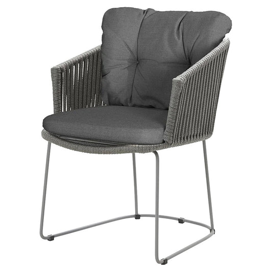 Moments Outdoor Chair - Gray Natte Cushions With Buttons, Gray Rope Frame