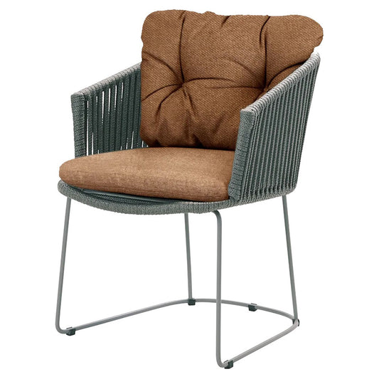 Moments Outdoor Chair - Umber Brown Cushions, Gray Rope Frame